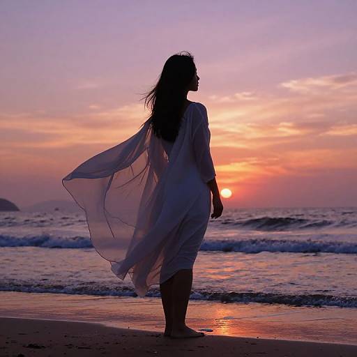 Silhouette at Sunset on Secluded Beach