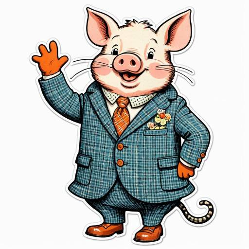 Anthropomorphic Pig in Tweed Suit Sticker