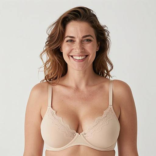 Smiling Woman in Lace Bra Portrait