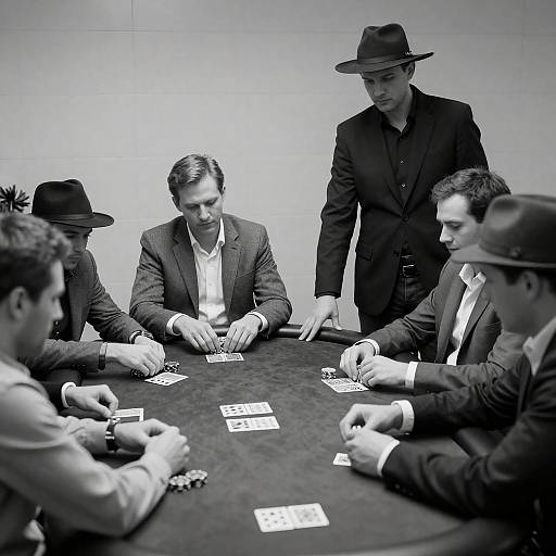 Black and White Poker Game with Six Men