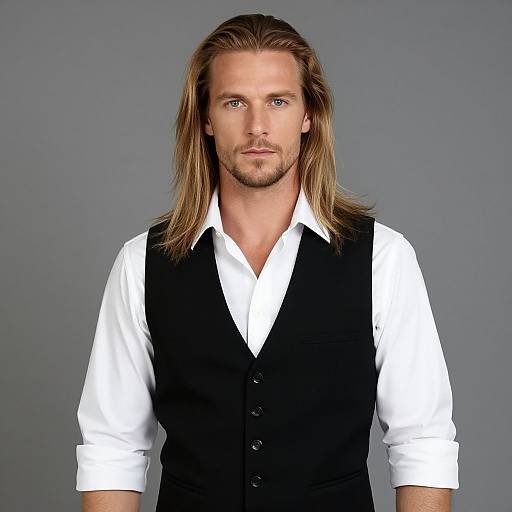 Man with Long Blonde Hair Attire