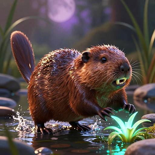 Chibi Feral Beaver Kit River Glow