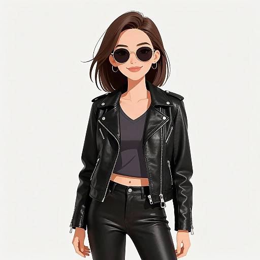 Edgy Woman in Black Leather