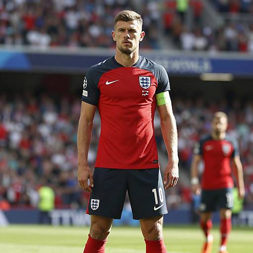 England Soccer Player in Stadium Setting