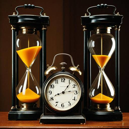 Vintage clock and hourglasses