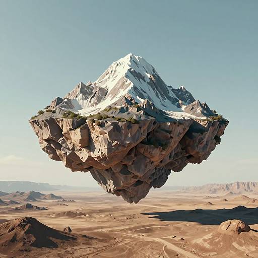 Surreal Floating Mountain Landscape