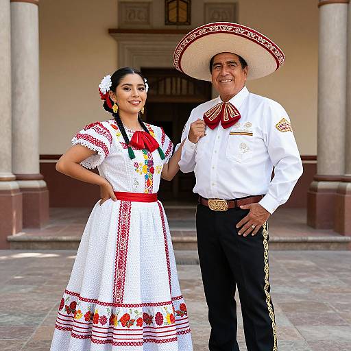 Mexican Couple in Traditional Attire