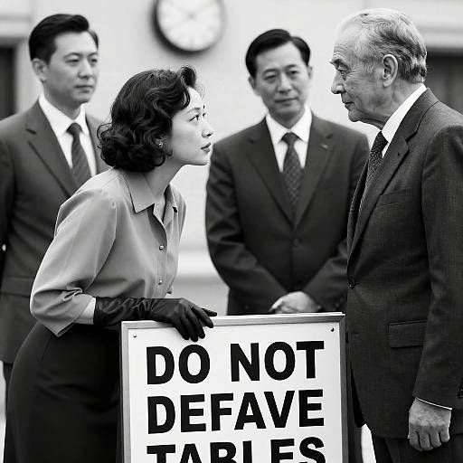 Intense Conversation in Black and White