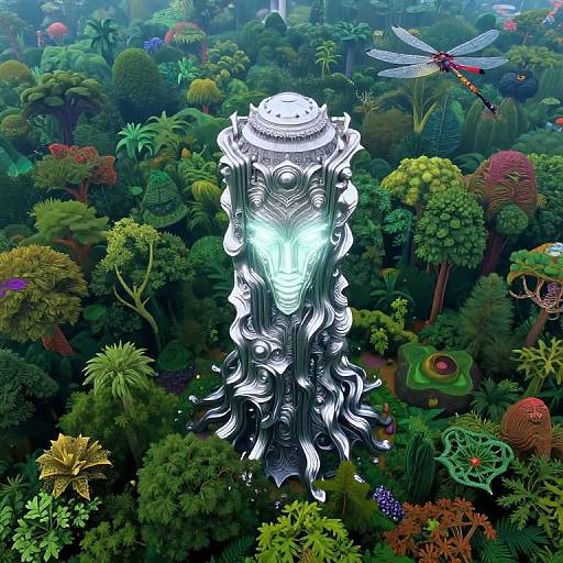 Surreal Dragonfly View of Silver Tower