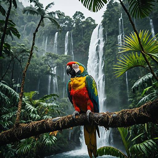 Colorful Parrot in Tropical Rainforest