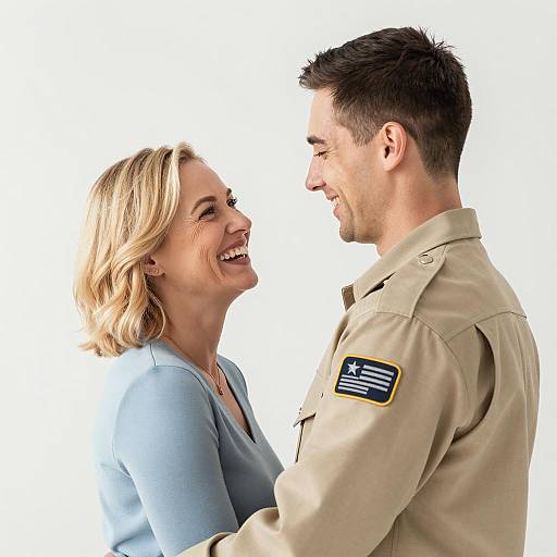 Joyful Couple Portrait on White Background