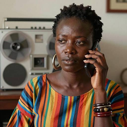 African Woman Talking on Phone