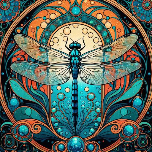 Surreal Dragonfly in Art Nouveau Style Surreal Dragonfly in Art Nouveau Style