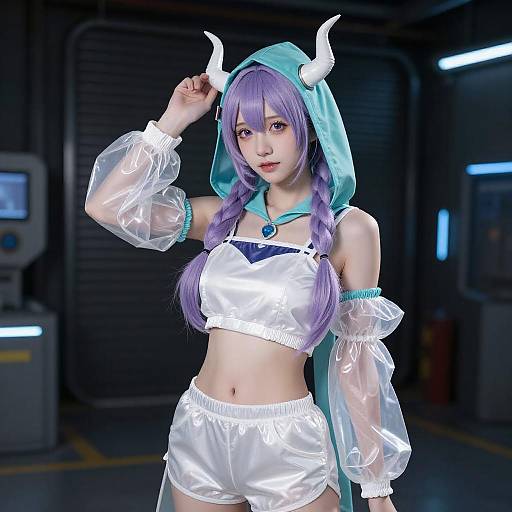 Futuristic Lavender-Haired Cosplay
