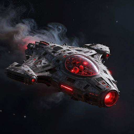 Sinister Spaceship Emerging from Black Hole