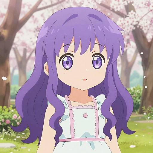 Cute Anime Girl in Cherry Blossoms