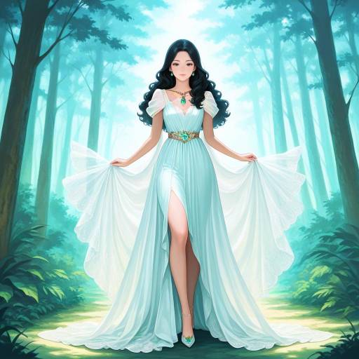 Elegant Ghibli Girl in Enchanted Forest Elegant Ghibli Girl in Enchanted Forest