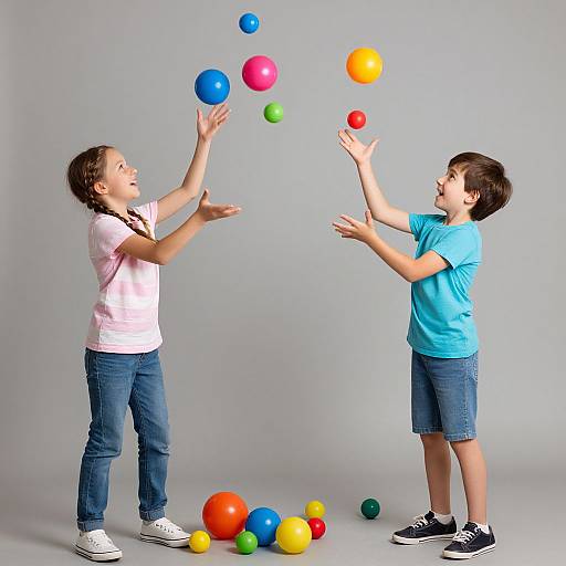 Children Playing with Colorful Balls
