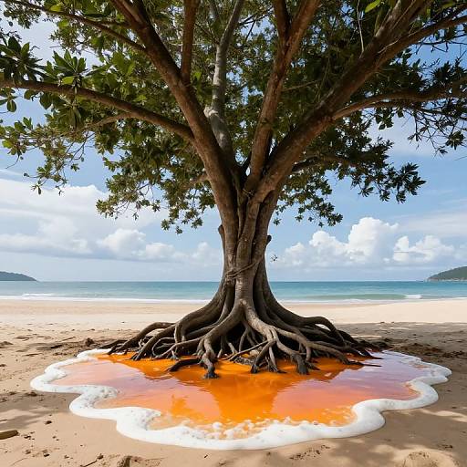 Majestic Tree on Vibrant Beach