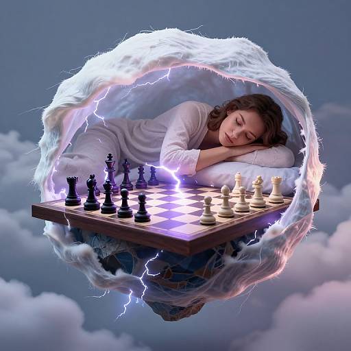 Dreamer on Floating Chessboard Serenity