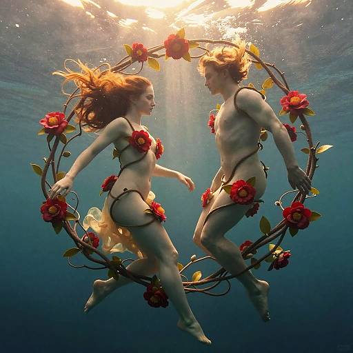 Interconnected Bodies Entwined by Camellia Vines