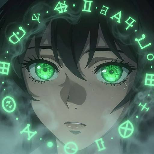 Mystical Green Anime Eyes Close-Up