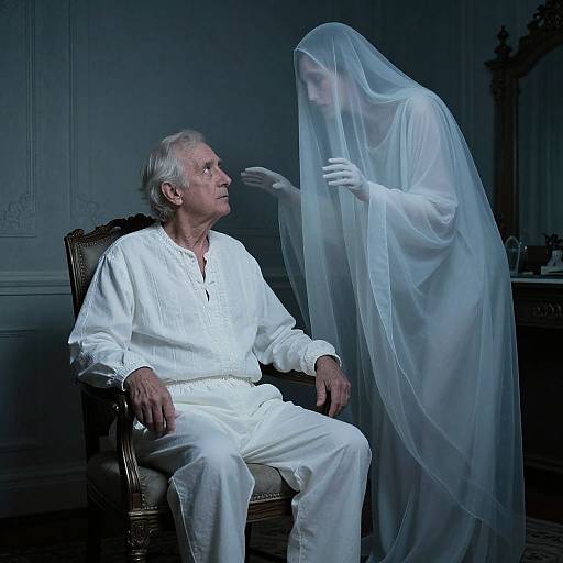 Elderly Man and Ghostly Presence