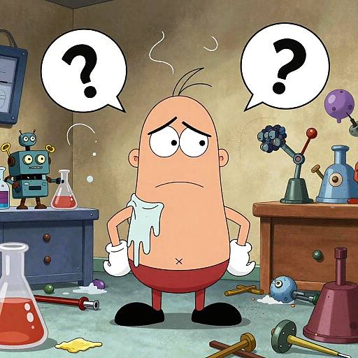 Frustrated Dexter in Messy Lab