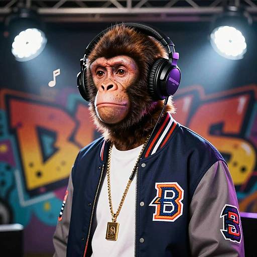 Monkey Rapper in Vibrant Street Scene