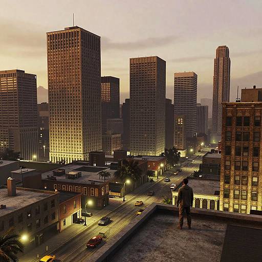 GTA 4 Rooftop Cityscape at Dusk