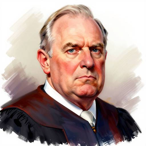 Digital portrait of an older Caucasian man with short gray hair, stern expression, wearing a black suit and white shirt.