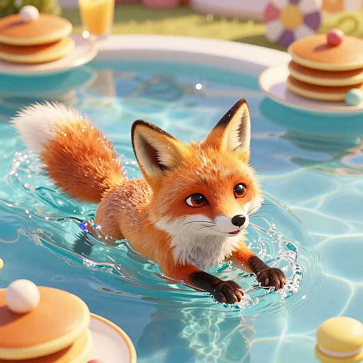 Macaron Fox in Earl Grey Pool