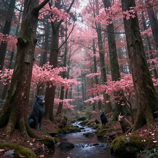 Pembe Enchanted Forest with Mythical Creatures