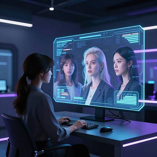 Futuristic Women AI Interface