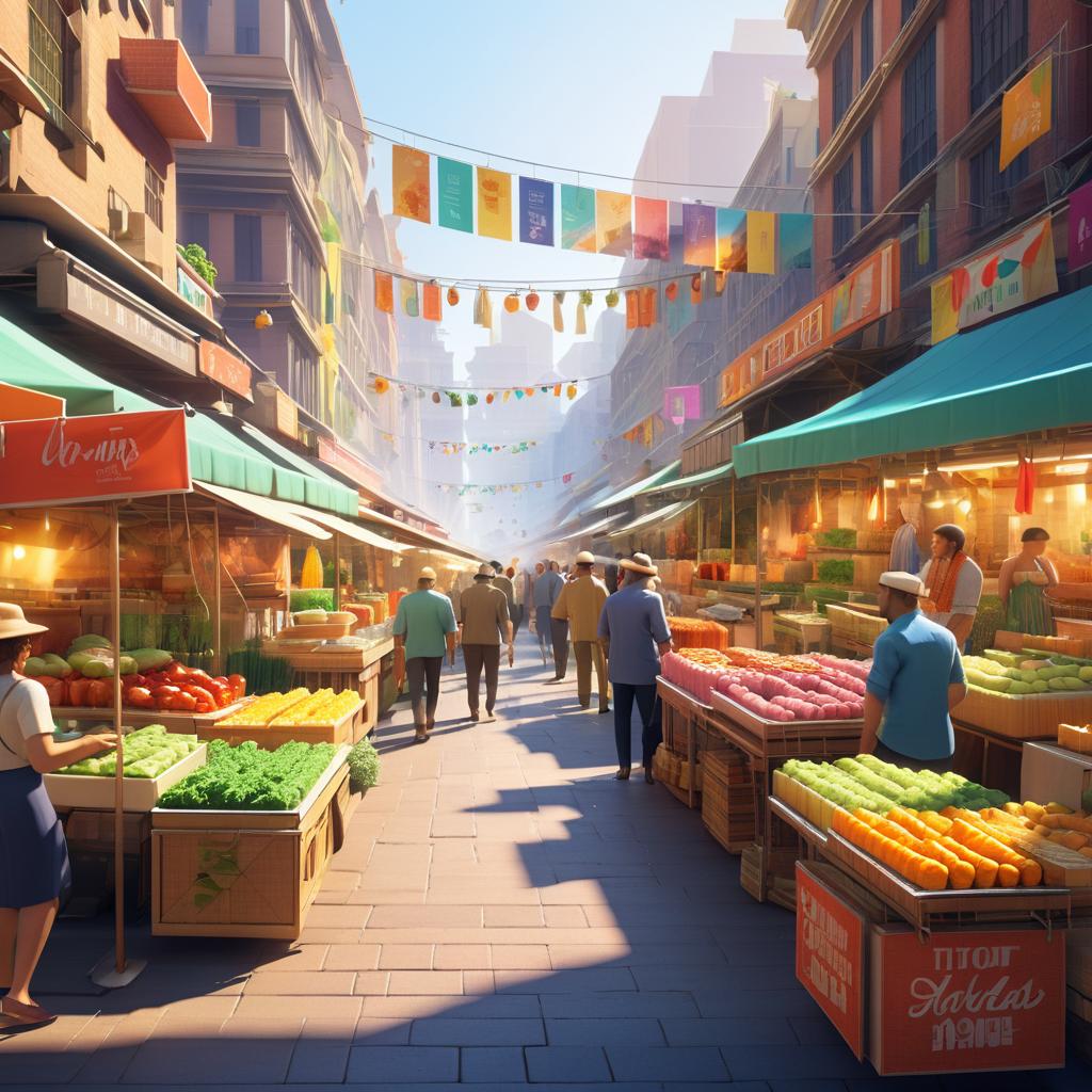 Vibrant Urban Market Scene in Detail