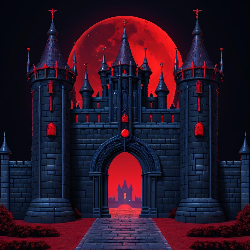 Surreal Low Poly Castle Gates Art