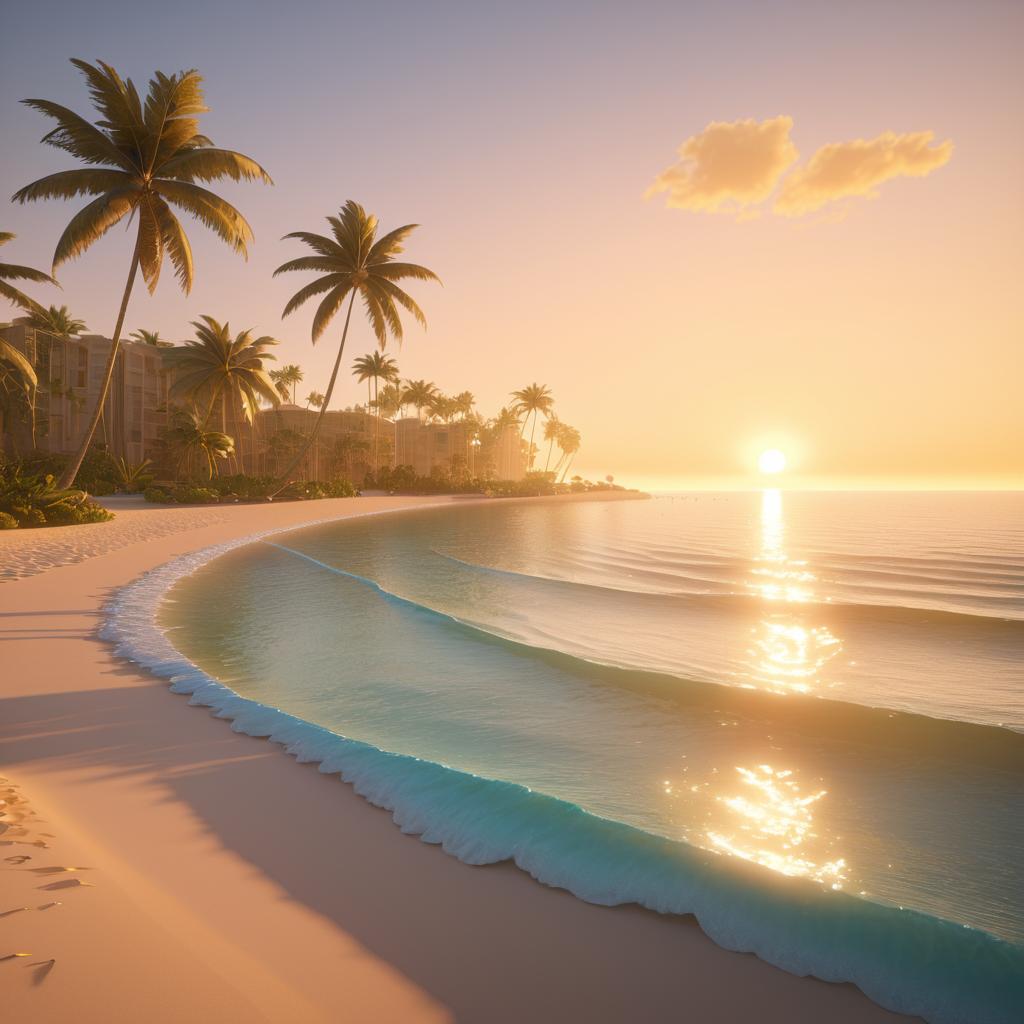 Tranquil Sunset Beach in Concept Art