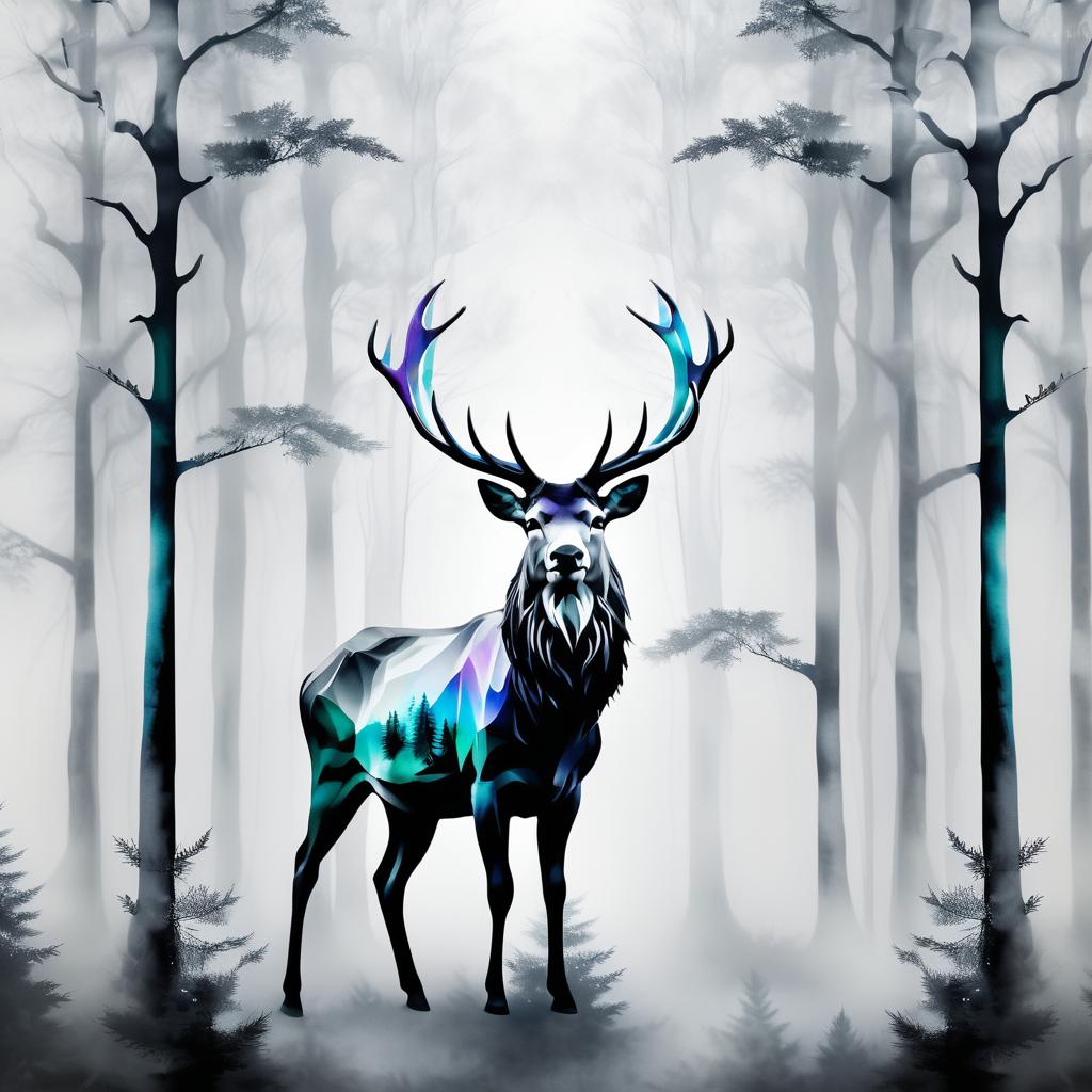 Majestic Stag in Misty Forest Art