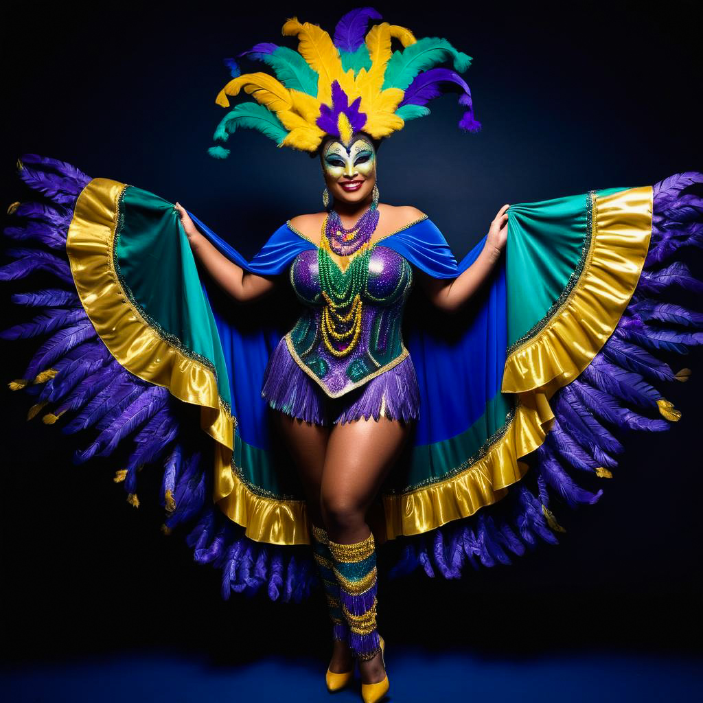 Vibrant Mardi Gras Performer Portrait