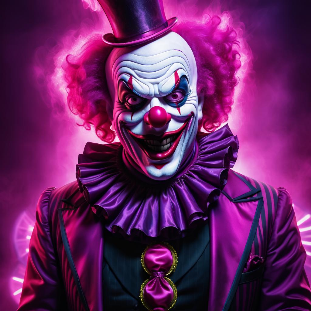 Sinister Clown Portrait in Magenta