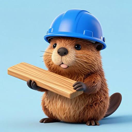 Pixar-Style Cute Beaver with Helmet