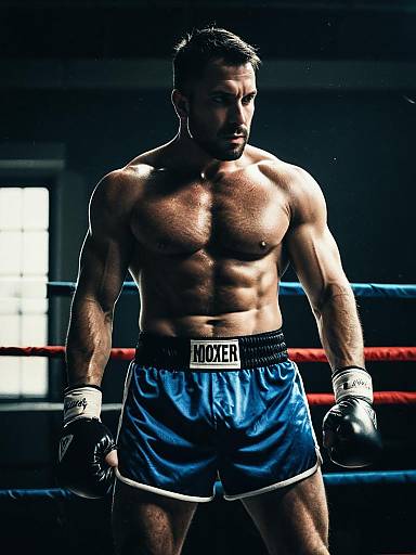 Muscular Boxer in Ring
