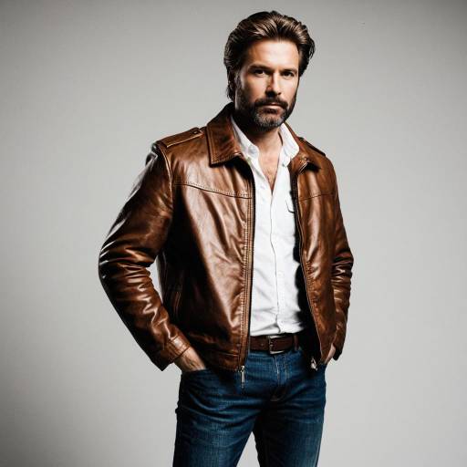 Confident Man in Brown Leather Jacket