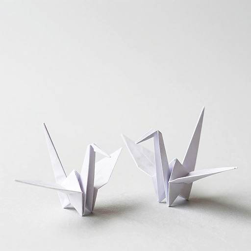 Delicate Origami Cranes Editorial Style