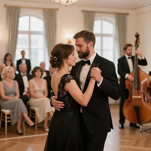 Elegant Ballroom Wedding Dance Embrace