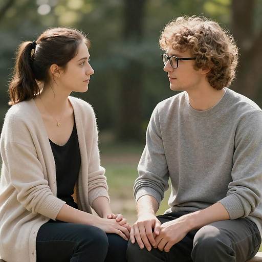 Intimate Outdoor Conversation Between Couple
