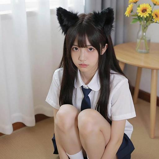 Indoor Portrait of Woman with Cat Ears