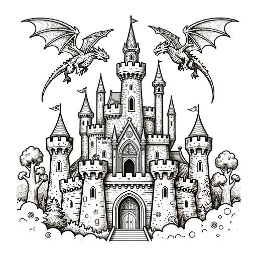 Fantasy Castle Coloring Page