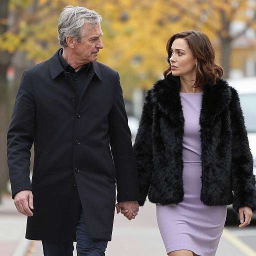 Couple Walking Hand in Hand in Autumn