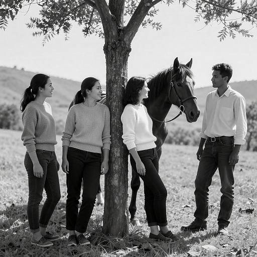Rural Harmony: A Black-and-White Moment